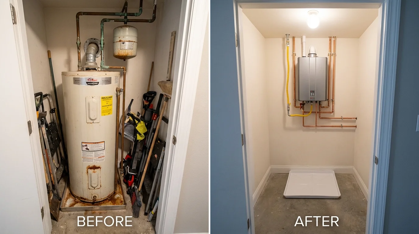 Tank water heater versus wall-mounted tankless unit comparison for Paducah, TX homeowners